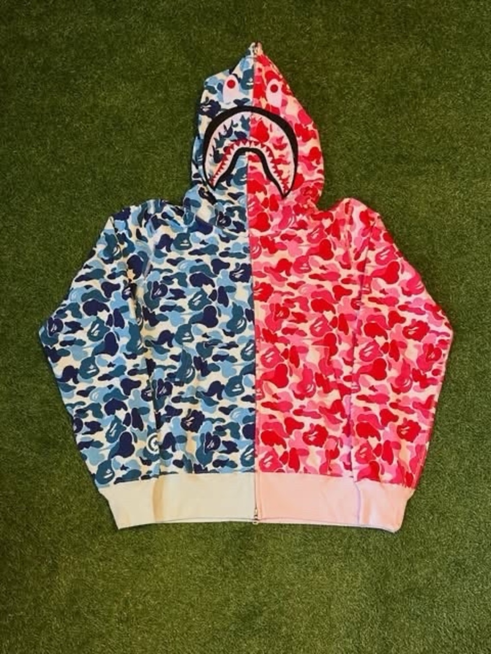 Light Blue And Pink Split Bape Hoodie